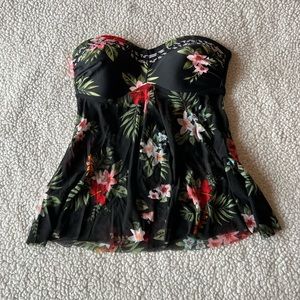 Kona Sol Strapless Floral Swim Top Size Small